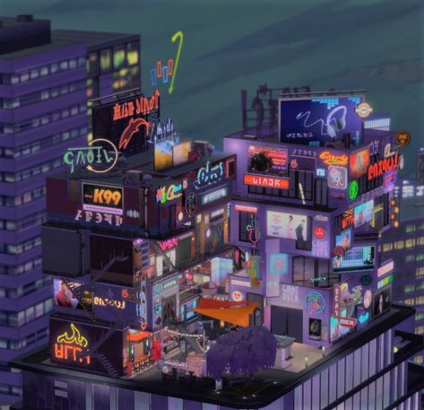 Cyberpunk style Build in San Myshuno #ts4 #thesims4 Sims 4 San Myshuno Build, Sims 4 Cyberpunk Build, Sims Cyberpunk, Sims 4 Cyberpunk Cc, Sims 4 San Myshuno, Ts4 Cyberpunk, Sims 4 Cyberpunk, City Slums, Minecraft Cyberpunk