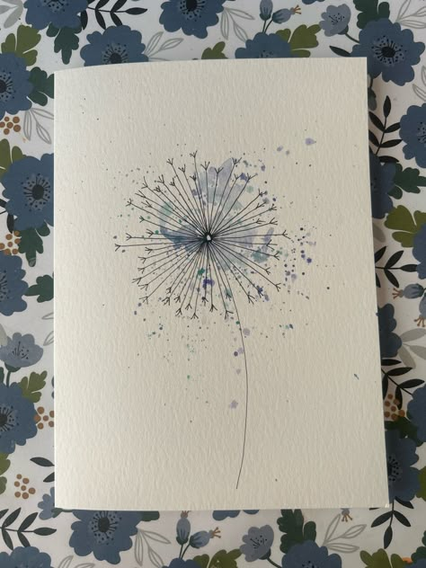 Hand Impression Painting, Paint Dandelion, Watercolour Dandelion, Dandelions Painting, Dandelion Card, Dandelion Watercolor, Watercolor Dandelion, Watercolor Card Ideas, Dandelion Painting