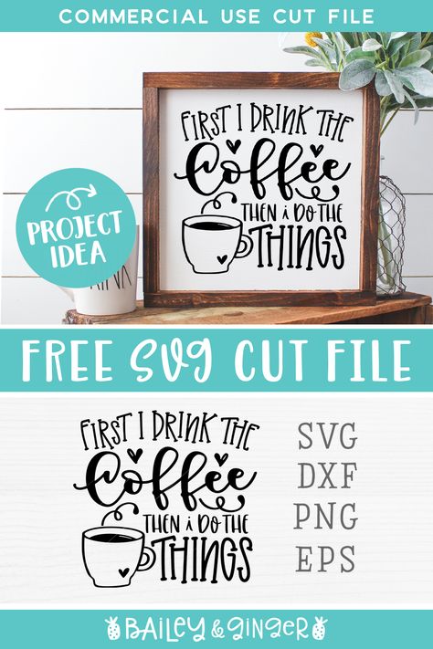 Coffee Bar Svg Free, Free Coffee Printables, Free Svg Files For Cricut Funny, Coffee Svg Free, Sign Svg Free, Coffee Svg Files, Coffee Canisters, Coffee Quote Svg, Cricut Svg Files Free