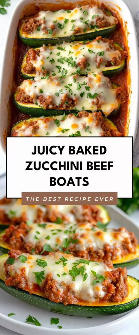 Image for Juicy Baked Zucchini Beef Boats Zucchini And Crab Recipes, Healthy Zucchini Boat Recipes, Healthy No Carb Meals, Beef And Zucchini Recipes, Zucchini Boats Recipes, Healthy Food For Diet, Baked Zucchini Recipes, Zucchini Beef, Food For Diet