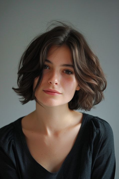 16 Short French Bob Hairstyles: Perfect Cuts for All Hair Types 90s Grunge Bob Hair, Short Italian Haircut, French Bob Diamond Face, Lea Seydoux Bob, French Bob Full Face, Dark Brown Hair Short Bob, Short Tousled Bob, Chin Length Shaggy Haircuts, Italian Bob Fine Hair