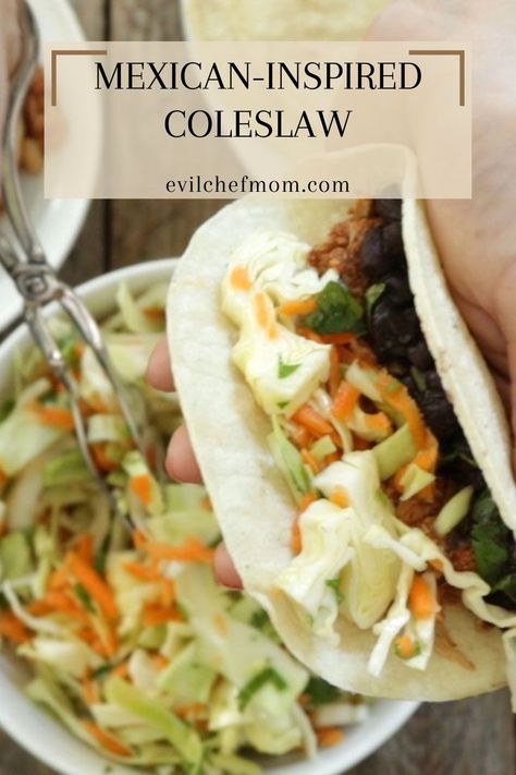 Mexican-Inspired Coleslaw Mexican Style Coleslaw Recipe, Mexican Cold Slaw, Coleslaw For Carnitas Tacos, Mexican Coleslaw For Tacos, Coleslaw For Tacos, Mexican Coleslaw Recipe, Slaw For Tacos, Mexican Coleslaw, Mexican Slaw