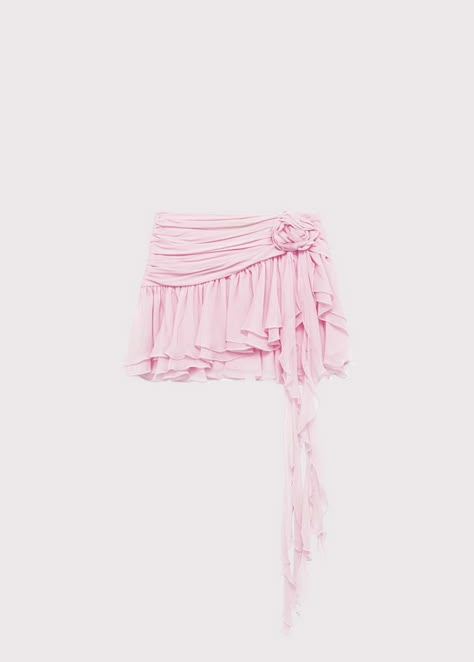 Chiffon Mini Skirt, Ruffled Mini Skirt, Fairy Skirt, Rose Skirt, Ruffle Mini Skirt, 3d Rose, Flower Skirt, Pink Chiffon, Dolce E Gabbana