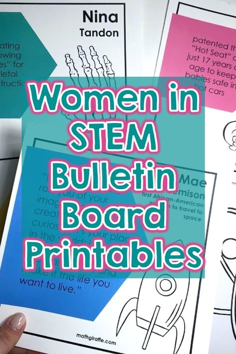 To wrap up this Women in STEM series, I'm including a printable file with the graphics I made for these posts so you can put them up in your classroom. This would be a great bulletin board or decoration for your STEM classroom! These images feature facts and quotes for some of the featured women in STEM as an inspiration for your class. Enjoy! Stem Bulletin Boards Middle School, Stem Room Bulletin Boards, Stem Bulletin Board Ideas, Stem Bulletin Boards Elementary, Steam Bulletin Board Ideas Middle School, Steam Bulletin Board Ideas, Technology Bulletin Boards Elementary, Women In Stem Bulletin Board, Stem Decorations