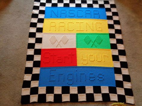 Nascar Crochet Blanket Pattern, Crochet Comforter, Knitting Quilt, Crochet Baby Projects, Crocheted Afghans, Bobble Crochet, Crochet Graphs, Crochet Graph, Crocheted Hats