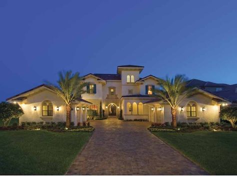 Mediterranean House Plan with 5552 Square Feet and 5 Bedrooms from Dream Home Source | House Plan Code DHSW67787 Custom Stone Fireplace, Luxury Mediterranean Homes, Mediterranean Mansion, Mediterranean Style House, Mediterranean House Plan, Mediterranean Style House Plans, Mediterranean House Plans, Mediterranean House, Mediterranean Design