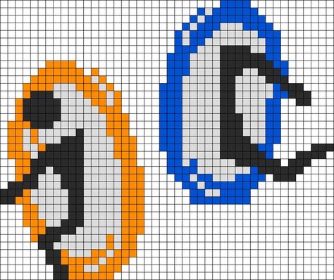 Perler Bead Portal, Portal 2 Perler Beads, Free Pearler Bead Patterns, Portal Cross Stitch, Pixel Art Cross Stitch Patterns, Portal Perler Beads, Perler Bead Sprites, Cool Perler Bead Ideas, Cool Perler Bead Patterns