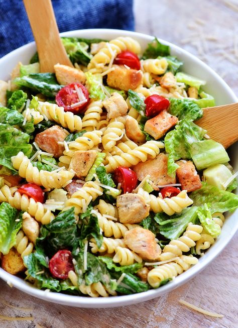 Chicken Caesar Pasta Salad - Life In The Lofthouse Recipe Png, Penne Pasta Salad, Cold Chicken Pasta Salad, Pasta Salad With Chicken, Flavorful Salads, Penne Pasta Salads, Caesar Sauce, Chicken Penne Pasta, Caesar Pasta Salad