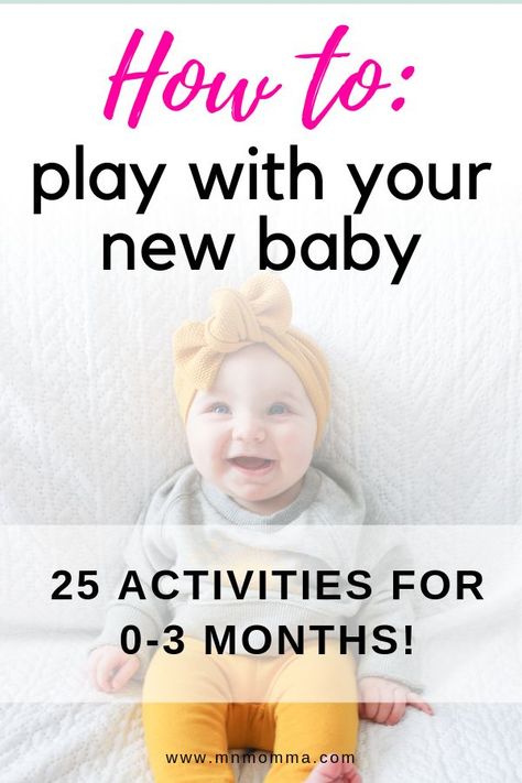 How to Play With Your New Baby - 25 great ideas to have fun with your newborn! Help your newborn learn and develop new skills - such as communication, motor skills, and more by trying these fun 0-3 months old activities! Your baby will love trying something new and it'll give new moms and dads a great opportunity to bond and interact with their newborn! #newborn #parenting #tips #playtime #activities Newborn Activities, Pinterest Baby, Baby Development Activities, Baby Sitting, Newborn Baby Tips, Baby Play Activities, Newborn Hacks, Baby Activities, Baby Sleep Problems