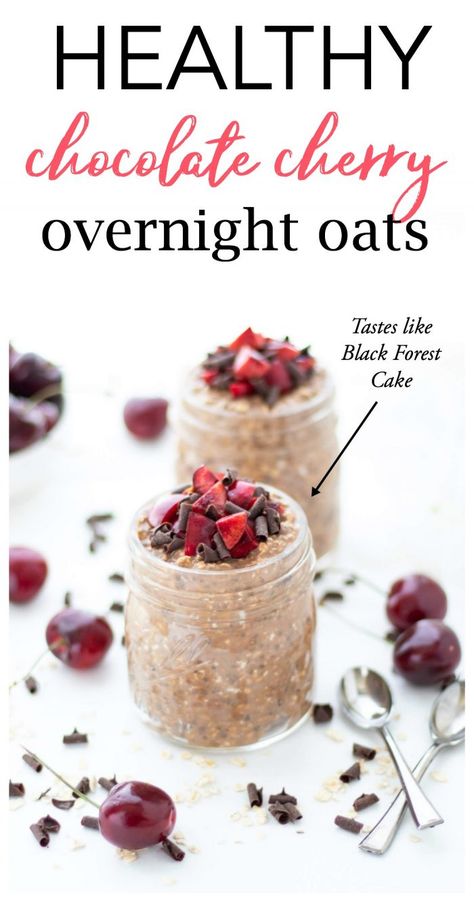 CHOCOLATE CHERRY OVERNIGHT OATS Cherry Overnight Oats, Overnight Oats Recipe Easy, Overnight Oats With Yogurt, Chocolate Overnight Oats, Refreshing Breakfast, Oat Recipes Healthy, Overnight Oats Recipe Healthy, Overnight Oats Healthy, Overnight Oatmeal