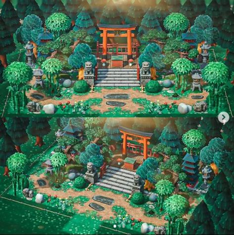 Animal Crossing Zen Garden, Acnh Zen Garden, Japanese Neighborhood, Japanese Town, Japanese Animals, Japanese Shrine, Animal Crossing 3ds, Ac New Leaf, Animal Crossing Funny