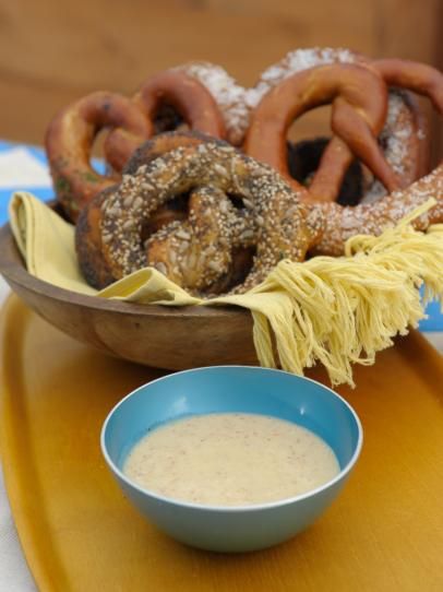 Sunny's Honey Dijon Pretzel Dip Recipe | Sunny Anderson | Food Network Wasabi Mustard Recipe, Pretzels Dip, Mississippi Masala, Hard Pretzels, Pretzel Dip Recipes, Mustard Recipes, Food Sauces, Honey Mustard Recipes, Jeff Mauro