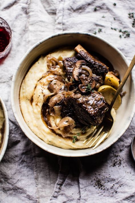 Crockpot Cider Braised Short Ribs with Sage Butter Mashed Potatoes Cider Braised Short Ribs, Crockpot Cider, Ribs Crockpot, Butter Mashed Potatoes, Crockpot Apple, Half Baked Harvest Recipes, Crockpot Ribs, Sage Butter, Braised Short Ribs