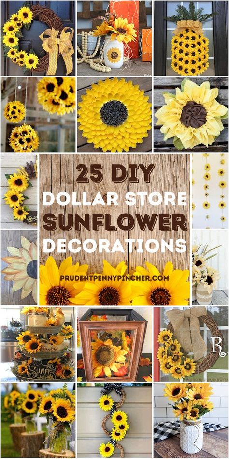 Sunflower Decorations, Sunflower Ideas, Diy Sunflower, Diy Summer Decor, Sunflower Wall Decor, Sunflower Centerpieces, Sunflower Crafts, Home On A Budget, Dollar Tree Decor