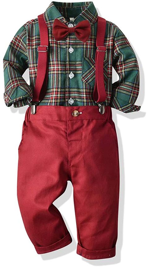 Amazon.com: Moyikiss Studio Toddler Dress Suit Baby Boys Gentleman Clothes Sets Bow Ties Shirts + Suspenders Pants Outfits: Clothing, Shoes & Jewelry Formal Shirt Outfit, Suspenders Pants, Toddler Christmas Outfit, Bow Tie Shirt, Gentleman Outfit, Kids Christmas Outfits, Suspender Pants, Plaid Outfits