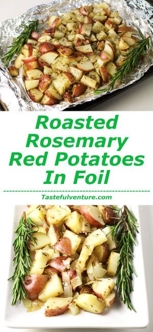 These Roasted Rosemary Red Potatoes in Foil are so easy to make. Just add everything to a foil pack and simply bake or grill! | Tastefulventure.com Rosemary Red Potatoes, Foil Pack Recipes, Foil Potatoes, Baked Red Potatoes, Summer Dinner Recipes Grill, Hobo Dinners, Gluten Free Recipes Side Dishes, Foil Pack Dinners, Foil Pack Meals