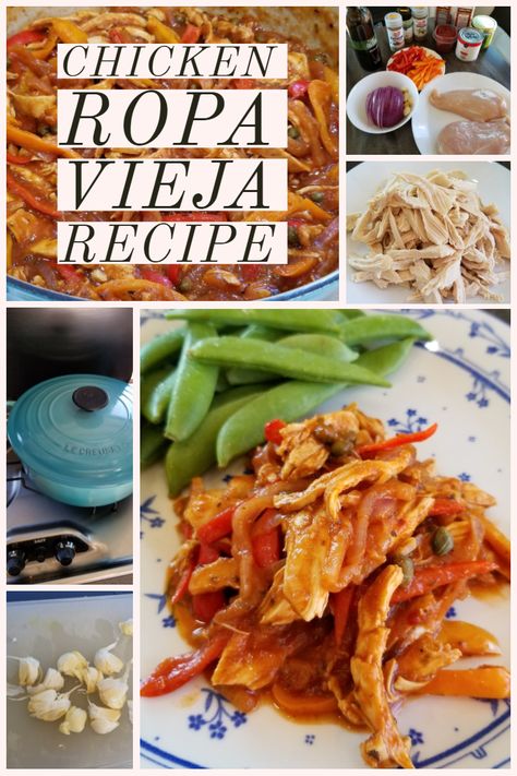 Chicken Ropa Vieja Slow Cooker, Cuban Shredded Chicken, Chicken Ropa Vieja, Ropa Vieja Slow Cooker, Chicken Fricasse Recipe, Using Leftover Chicken, Ropa Vieja Recipe, Use Leftover Chicken, Rotisserie Chicken Recipes Leftover