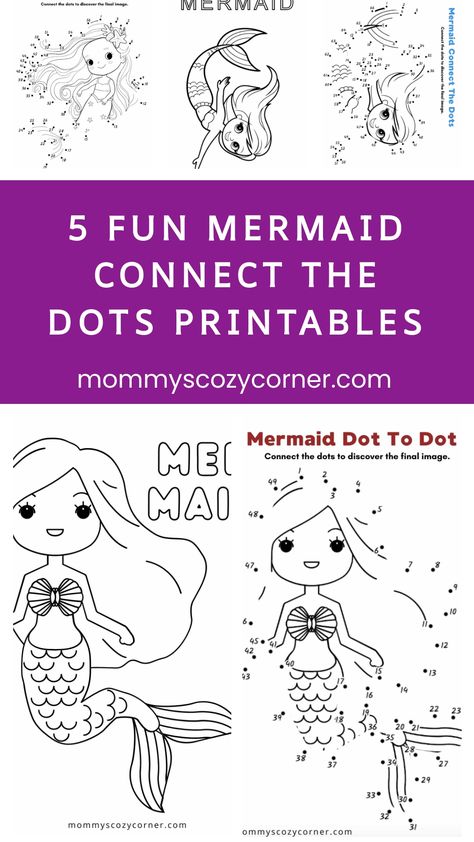 mermaid worksheets Mermaid Paper Crafts, Mermaid Worksheets, Mermaid Activities For Kids, Mermaid Activities, Free Printable Mermaid, Mermaid Party Theme, Dot To Dot Printables, Christmas Bingo Cards, Halloween Word Search