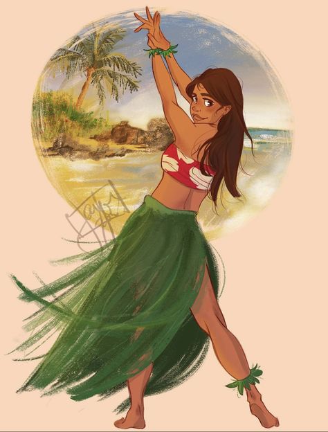 Dancer Drawing, Lilo And Stitch Characters, Hawaiian Girl, Hawaii Hula, Song Of The Sea, Hula Dance, Burning Love, Hula Dancers, Morning Sky