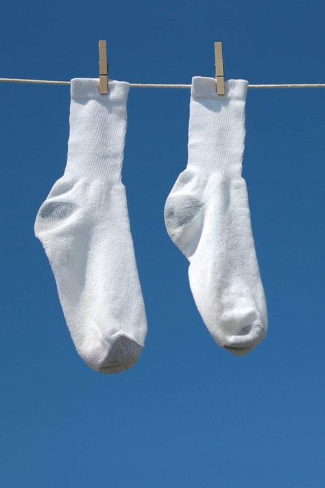 How To Make Socks White Again In Four Easy Steps | Better Homes and Gardens White Socks Cleaning, How To Make Socks, White Nike Socks, Dingy Whites, Laundry Stain Remover, How To Dye Shoes, Laundry Stains, Grey Socks, Toddler Socks