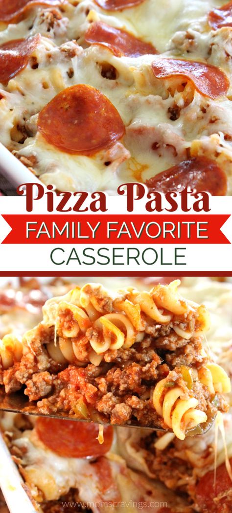 Easy Bake Casserole Recipes, Easy Dinner For Family With Kids, One Pot Pizza Pasta Bake, Healthy Pizza Pasta, Good Dinner Recipes For Picky Eaters, Make Ahead Pizza Casserole, Pizza Casserole Freezer Meal, Freezer Pizza Casserole, Make Ahead Pasta Casserole