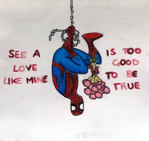 Love Love Love Mac Miller Book, Spiderman Love Quotes, Mac Miller Book, Spiderman Love, Mc Miller, Spiderman Hand, Spiderman Gifts, Cute Text Quotes, Spiderman Drawing