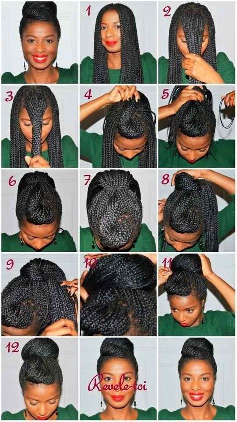 Double Bun | 21 Awesome Ways To Style Your Box Braids And Locs Natural Hair Updo Tutorial, Hair Updos Tutorials, Long Box Braids, Pelo Afro, Box Braids Styling, Natural Hair Updo, Natural Hair Journey, Braided Updo, Box Braids Hairstyles