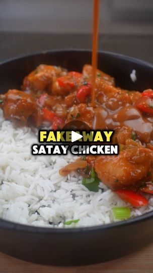 9.3K views · 520 reactions | Easy peasy satay chicken fakeaway. ⬇️⁣
⁣
You’ll require. ⁣
⁣
One clove of garlic ⁣
Red curry paste ⁣
20 mL of soy sauce ⁣
50 g of peanut butter ⁣
2 teaspoons of brown sugar ⁣
150 mL of light coconut milk ⁣
One onion ⁣
One red pepper ⁣
400 g of chicken breast ⁣
30 g of cornflour ⁣
1 teaspoon of paprika ⁣
1 teaspoon of onion salt ⁣
Coriander ⁣
MSG ⁣
Salt ⁣
140 g of basmati rice⁣
⁣
Instructions. ⁣
⁣
Start by heating a pan over low heat. Add one minced clove of garlic, red curry paste, soy sauce, and peanut butter. Stir continuously until the mixture is well combined and smooth. Next, add brown sugar and coconut milk, stirring vigorously on low heat until the sauce starts to thicken slightly. Once thickened, pour the sauce into a Tupperware container and set it asi Satay Chicken, Creamy Mushroom Sauce, Chicken Satay, Red Curry Paste, Mushroom Sauce, Chinese Recipes, Curry Paste, Basmati Rice, The Sauce