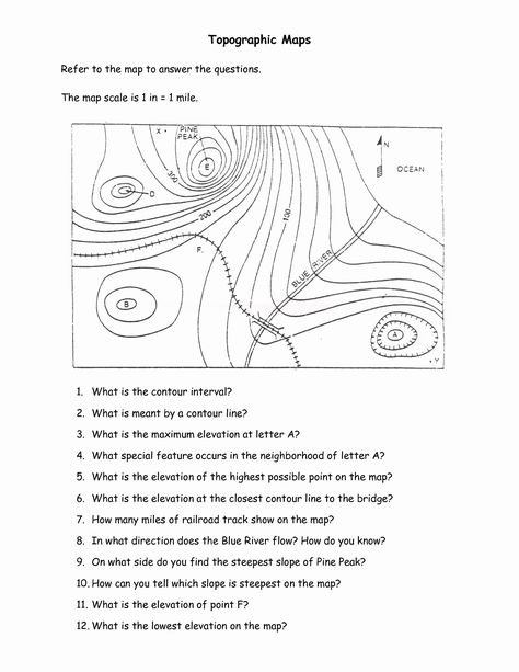 50 Finding Angle Measures Worksheet | Chessmuseum Template Library Topographic Map Activities, Reading Practice Worksheets, Map Skills Worksheets, Earth Science Lessons, Geography Worksheets, Middle School Lesson Plans, Map Worksheets, Map Reading, Map Activities