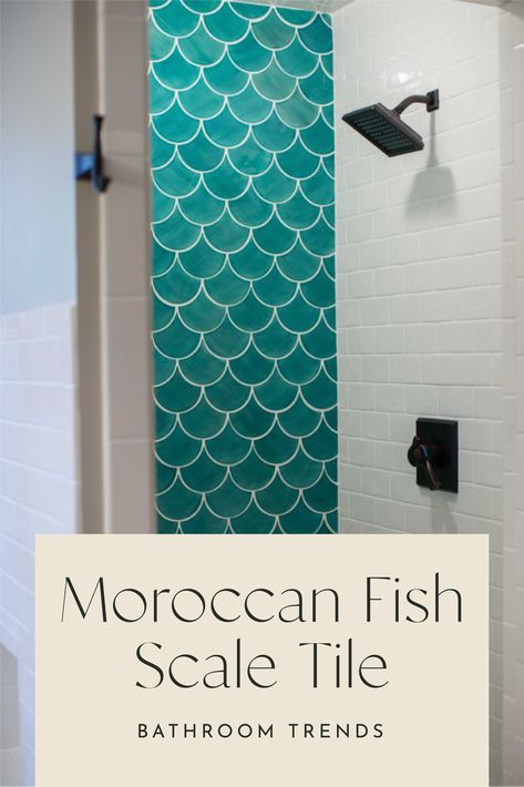 Moroccan Fish Scale Tile, Bathroom Trends | construction2style Scale Tile Bathroom, Fish Scale Tile Bathroom, Moroccan Fish, Scale Tile, Moroccan Fish Scale Tile, Contemporary Kitchen Remodel, Barnwood Floors, Moroccan Kitchen, Moroccan Fish Scale