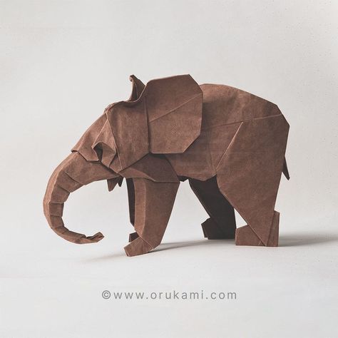 Elephant, designed by Akira Yoshizawa and folded by Himanshu Agrawal (source: ) #origami #elephant Origami Elephant, Japan Crafts, Origami Animals, Origami Design, Paper Animals, Origami Crafts, Kirigami, Figurative Sculpture, Modern Sculpture