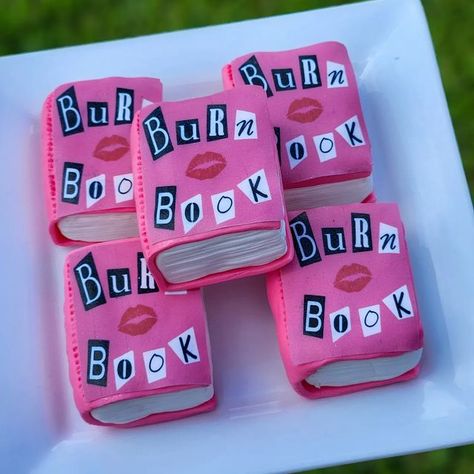 Mean Girls Birthday Party Theme, Luxury Sweets, Dessert Business, Treat Maker, Mean Girls Party, Mean Girls Burn Book, 14th Birthday Cakes, Book Themed Party, Pink Sweet 16