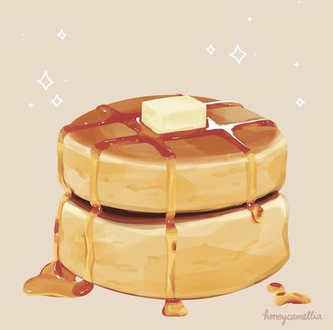 Bread Aesthetic Drawing, Food Items Drawing, Food Cute Drawing, Fat Pancakes, Drawing Of Food, Pancakes Art, Aesthetic Food Art, Drawing Dessert, Cute Pancakes