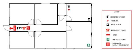 Simple Fire Access Plan | EdrawMax Free Editable Template Fire Escape Plan Template, Fire Escape Plan, Evacuation Plan, Simple Building, Escape Plan, Sleeping Room, Fire Escape, Emergency Plan, Office Layout