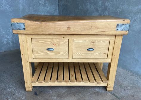 I love this beautiful kitchen unit made to our customers specifications. The butchers block is original and the base has been handmade and waxed. To see more of our original items please do visit our website. Butchers Block Island, Butcher Block Table, Butchers Block, Butcher Block Island, Kitchen Unit, Butcher Block Top, Cast Iron Radiators, Top Kitchen, Block Island