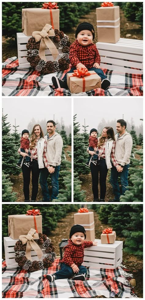 Simple Christmas Tree Farm Photos, Christmas Tree Mini Photoshoot, Family Christmas Pictures 2022, Family Photos For Christmas Cards, Christmas Outdoor Pictures Family, Country Christmas Pictures Family, Christmas Family Mini Sessions, Mini Christmas Sessions Outdoor, Family Photo Outfits Winter Outdoor Christmas