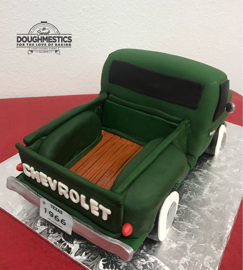 Chevrolet Truck cake by Sweet Doughmestics Chevy Truck Birthday Cake, Truck Birthday Cakes, Truck Cakes, Green Cake, Sixteenth Birthday, Dually Trucks, Pastry Cake, Chevrolet Trucks, Boy Birthday Parties