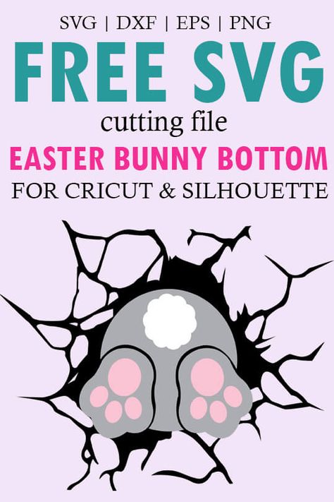 Download this free Easter Bunny Bottom SVG cut file. This graphic has a bunny bottom with a breaking through the wall effect. Cricut Bunny Projects, Easter Svg Free, Easter Cricut Ideas, Cricut Images, Cricut Easter Pin It To Win It, Free Easter Svg, Bunny Svg Free, Cricut Easter Shirts For Kids, Peeps Svg File Free