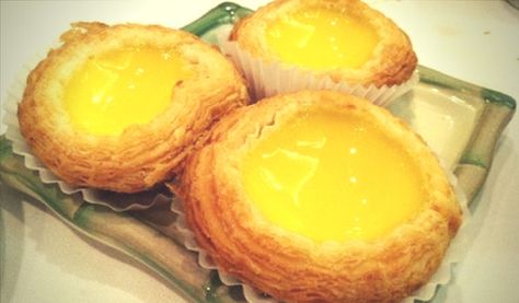 The Best Egg Tarts Recipe | Dim Sum Central Dim Sum Egg Tart, Chinese Custard Tarts, Egg Custard Tart Recipe, Chinese Egg Tart, Asian Baking, Egg Tart Recipe, Chinese Deserts, Chinese Bakery, Easy Custard