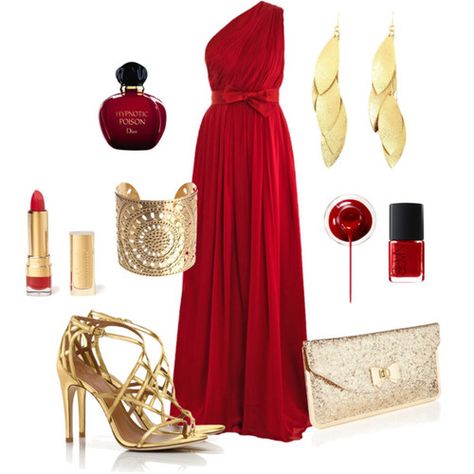 15 Polyvore Combinations for Graceful Ladies: Decent Lady.. Shown @ prettydesigns.com Read Dress, Black Tie Wedding Attire, Outfits Evening, Red Dress Accessories, Dresses Polyvore, Dress Polyvore, Gala Gowns, Wedding Guest Gowns, Diva Design