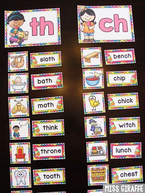 Digraph word sort centers and so many great digraphs reading centers for kindergarten and first grade Mrs Giraffe First Grade, Activities For First Grade, Digraphs Activities, Centers For Kindergarten, Digraph Words, Word Sort, First Grade Phonics, Phonics Sounds, Kindergarten Ela