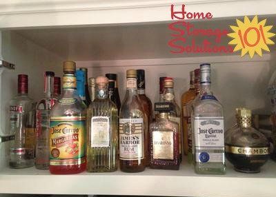 Liquor Storage Ideas & Solutions {on Home Storage Solutions 101} Organize Alcohol Bottles, Liquor Storage In Pantry, Liquor Cabinet Organization, Liquor Storage Ideas, Liquor Cabinet Ideas, Above Fridge Storage, Liquor Storage Cabinet, Alcohol Cabinet, Alcohol Storage