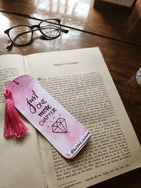 Quotes To Write On Bookmarks, Bookmark Ideas With Quotes, Just One More Chapter Bookmark, One More Chapter Bookmark, Small Bookmark, Bookmarks Quotes, Journal Lettering, Bookmark Ideas, Just One More Chapter