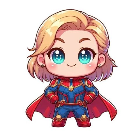 Baby Marvel Characters, Thor Girl, Baby Marvel, Super Mario Bros Party, Chibi Marvel, Mario Bros Party, Balloon Flowers, Cute Chibi, Captain Marvel