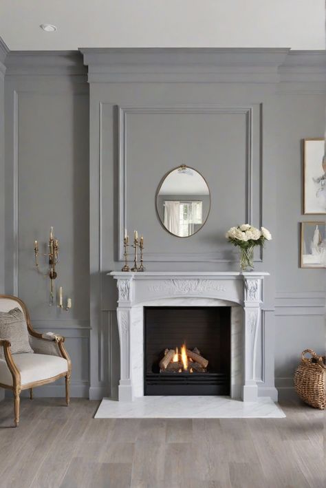 Light French Gray Sherwin Williams, Cozy Fireplace Room, Light French Gray, Green Room Colors, Bright Room Colors, Best Wall Paint, Wall Paint Color, Modern Paint Colors, Boston Apartment