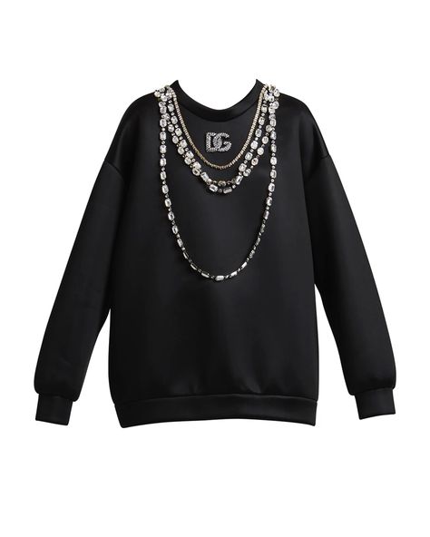 Embellished Sweatshirts, Oversized Crewneck, Jersey Sweatshirt, Dolce E Gabbana, Kpop Fashion Outfits, Stage Outfits, Kpop Fashion, Oversized Sweatshirt, Dolce & Gabbana