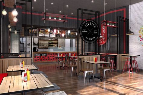 Mexican Fast Food Restaurant Fast Food Shop Design, Fast Food Restaurant Design Interiors, Cool Fast Food Restaurant Design, Fast Food Kitchen Design, Fast Food Floor Plan, Modern Fast Food Restaurant Design, Fast Food Counter Design, Mexican Fast Food Restaurant Design, Fast Food Restaurant Floor Plan