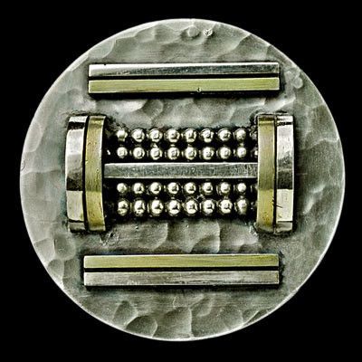 JEAN DESPRES 1889-1980 Art Deco ‘Modernist’ Brooch Silver  Origin	French, c. 1930 Marks	'JD’ in a lozenge twice Engraved signature: ‘J. Despres Bijoux Art Deco, Brutalist Design, Metal Workshop, Wearables Design, Art Deco Brooch, French Jewelry, Jewelry Design Inspiration, Modernist Jewelry, Deco Jewelry