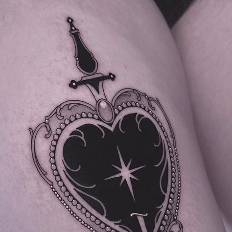 Heart Ornamental Tattoo, Cover Up Designs Tattoo, Cute Cover Up Tattoos, Sternum Tattoo Cover Up, Black Aesthetic Tattoo, Small Tattoo Coverup, Gothic Frame Tattoo, Romantic Goth Tattoo, Dark Coverup Tattoo Ideas