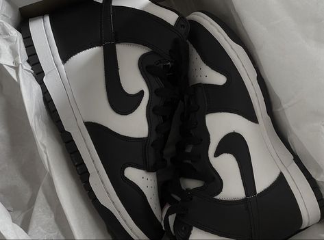 High Panda Dunks, Panda High Dunks, Panda Dunks High, Nike Dunk High Black White, Nike Dunks High, Panda Shoes, Panda Dunks, Black And White Nikes, Nike High Tops